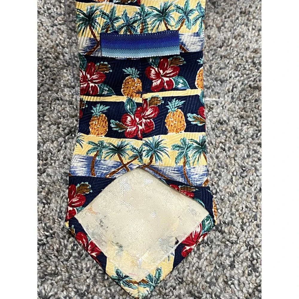 Necktie Reyn Spooner Mens Multicolor Good Tropical Pineapple Palm Silk OS